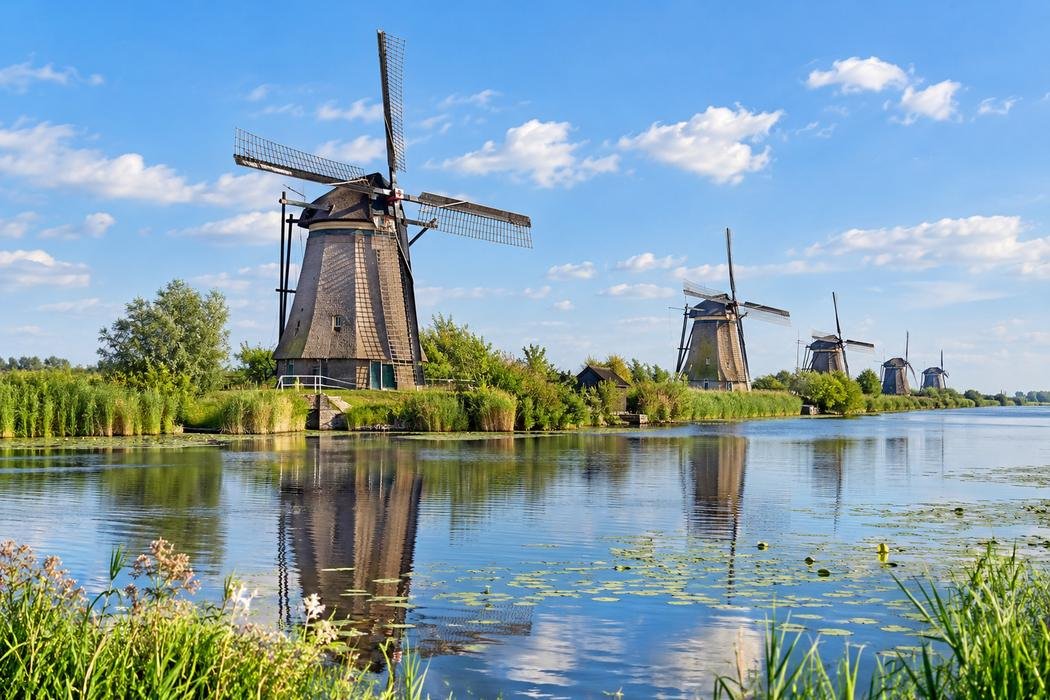 Illustratie van de molens van Kinderdijk in Molenlanden