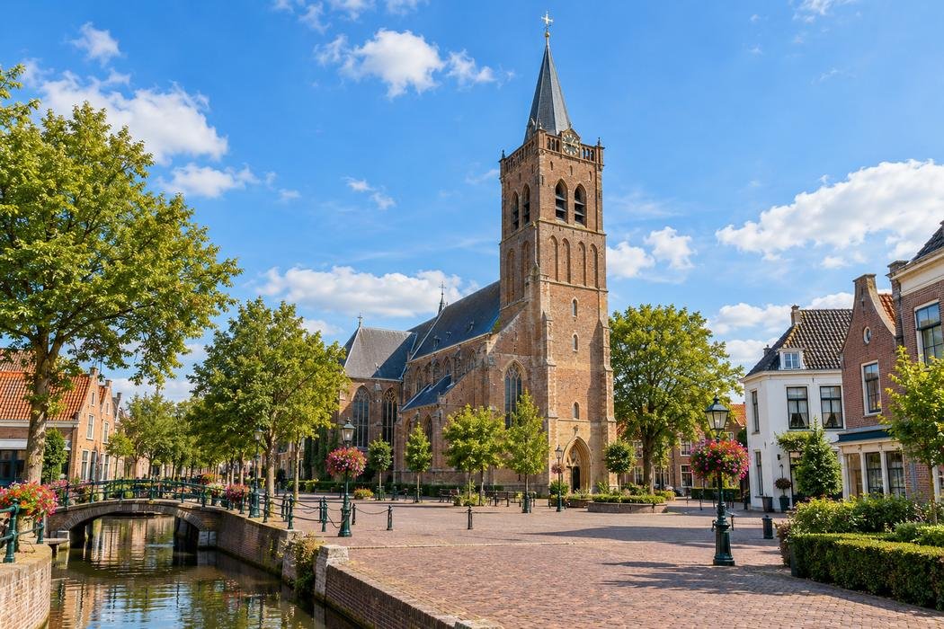 Illustratie van de oude dorpskern van Strijen