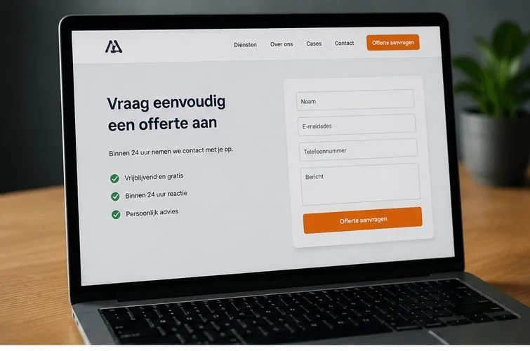 Voorbeeld van een homepage met een sterke openingszin en duidelijke call-to-action